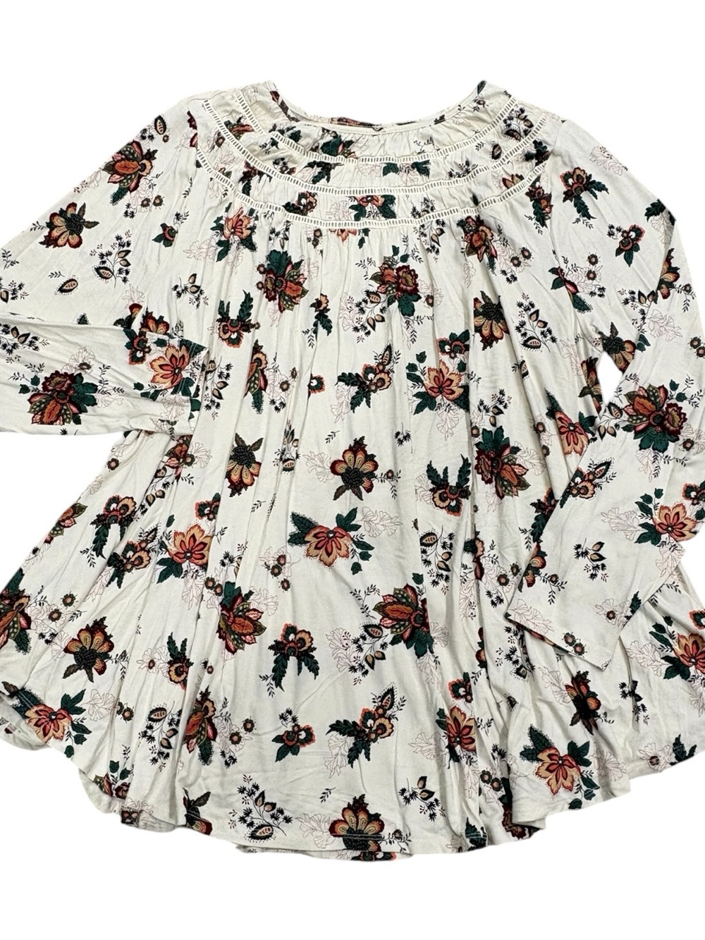 Lane Bryant Cream Floral Boho Blouse